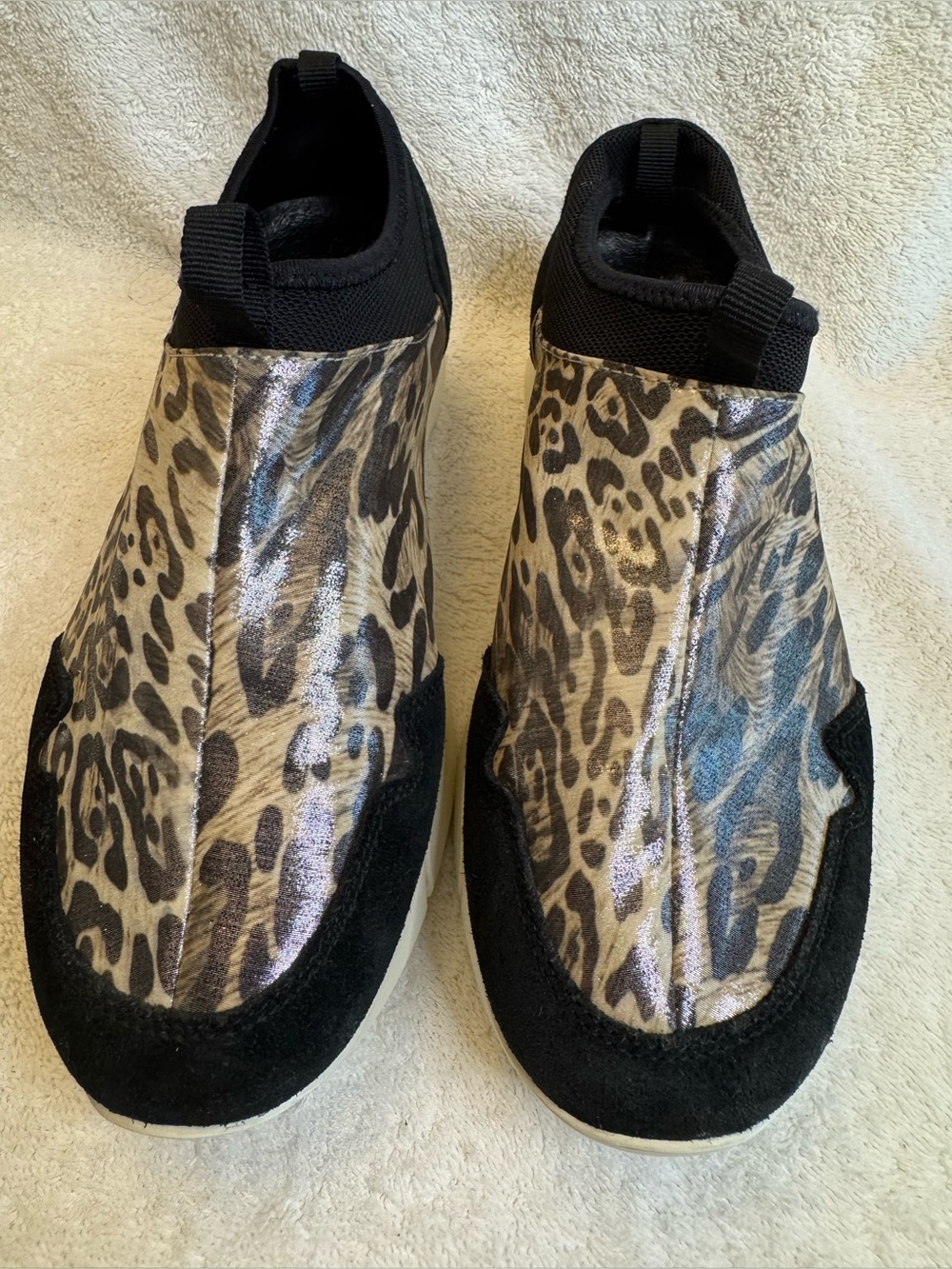 Trussardi Jeans Metallic Leopard Suede Slip On Sock Sneakers EU 37 US 6.5 - 7